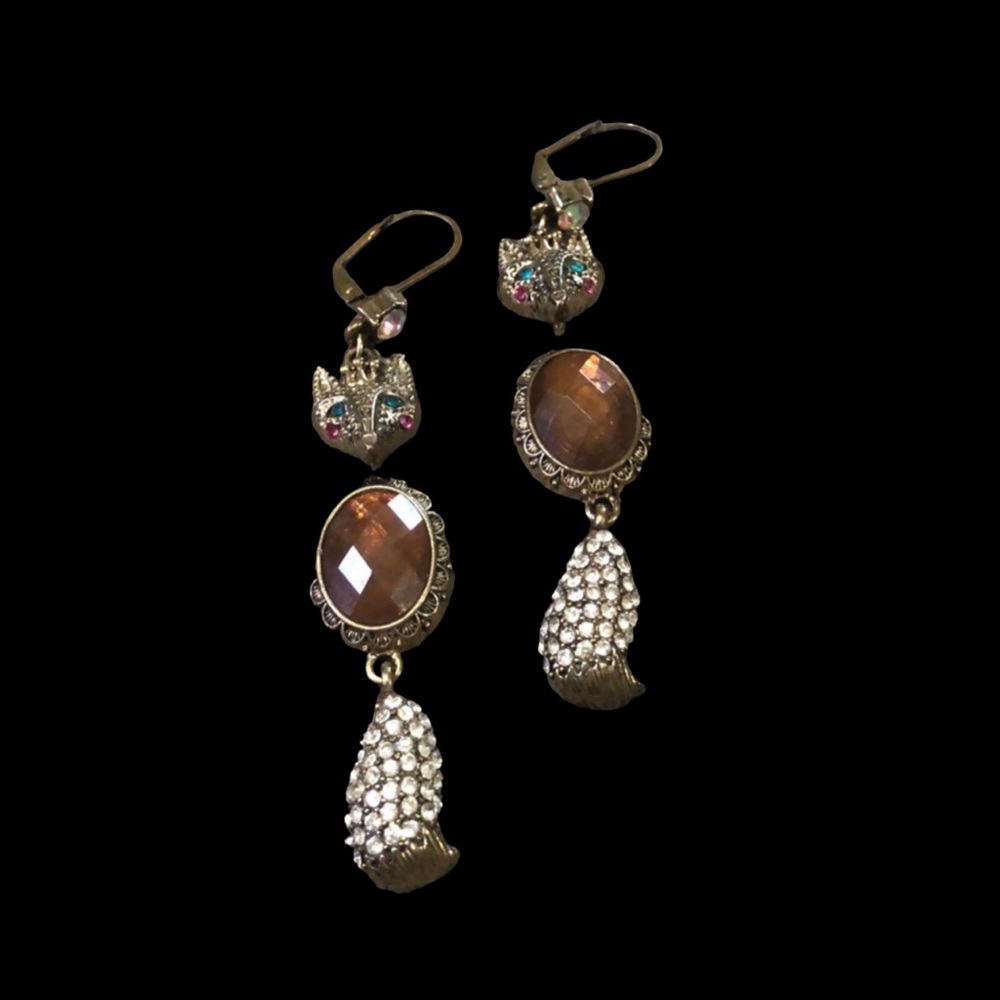 Betsy Johnson lever back hook fox earrings